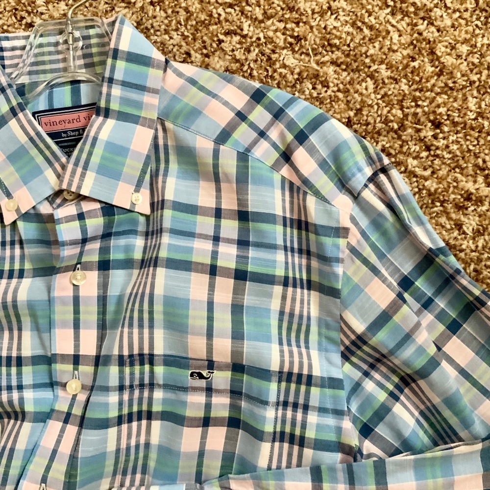 vineyard vines plaid button up